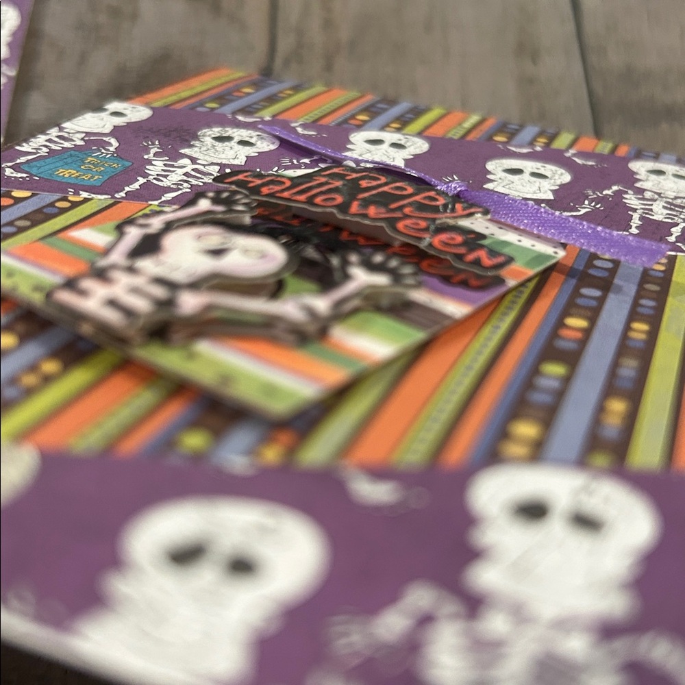 Handmade Halloween Cards Skeleton Theme 3D Accents Blank Inside Various Designs - Picture 4 of 8